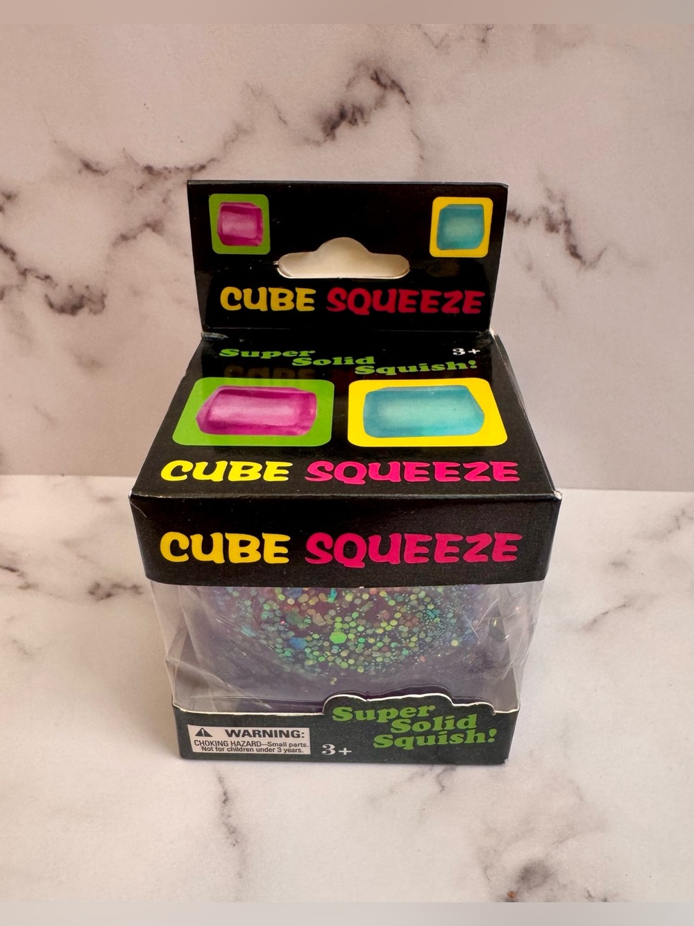 ✨Purple Cube Squeeze Super Solid Squish Toy - Glittery Purple Brand New✨